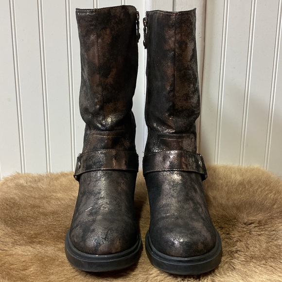 Simply Vera Metallic Biker Moto Boots 8 Punk Goth - Picture 4 of 10